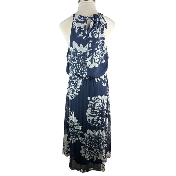 Lane Bryant Chiffon Overlay Pleated Maxi Halter Dress Navy Floral Plus Size 18 - Picture 13 of 15